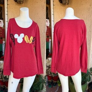 Disney Women’s Red Waffle Knit Top (XL)